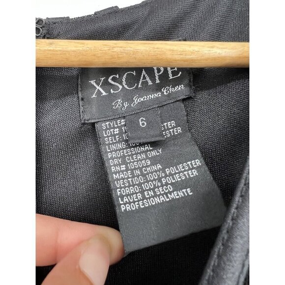 Xscape‎ Cocktail Dress Women's Size 6 Joanna Chen Black Bodycon Sleeveless - Picture 4 of 7